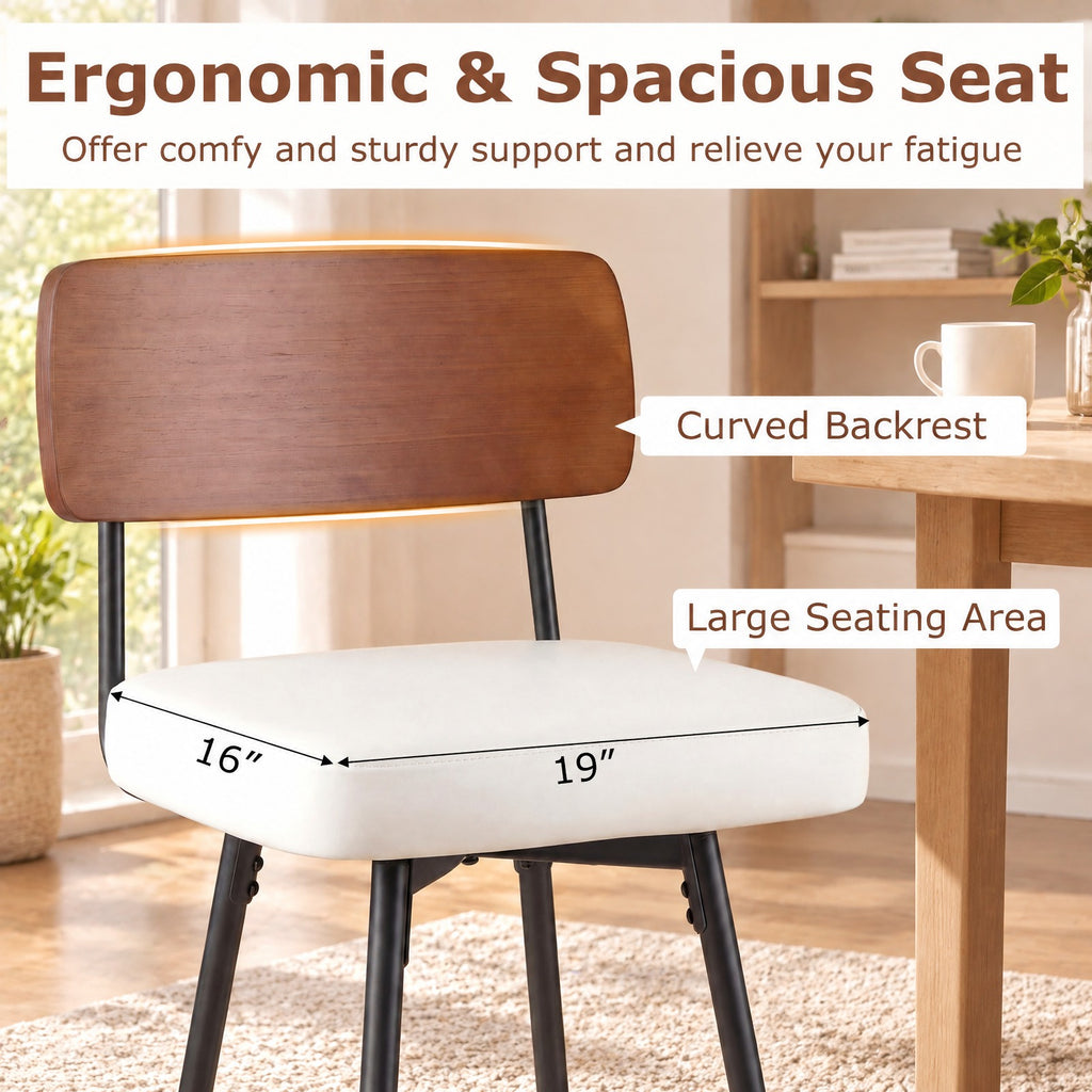 Airfind 27 Inch Padded Counter, Barstools Set of 2 with Metal Legs, 330 lbs Capacity, Metal Plywood PU Leather Sponge Frame, White