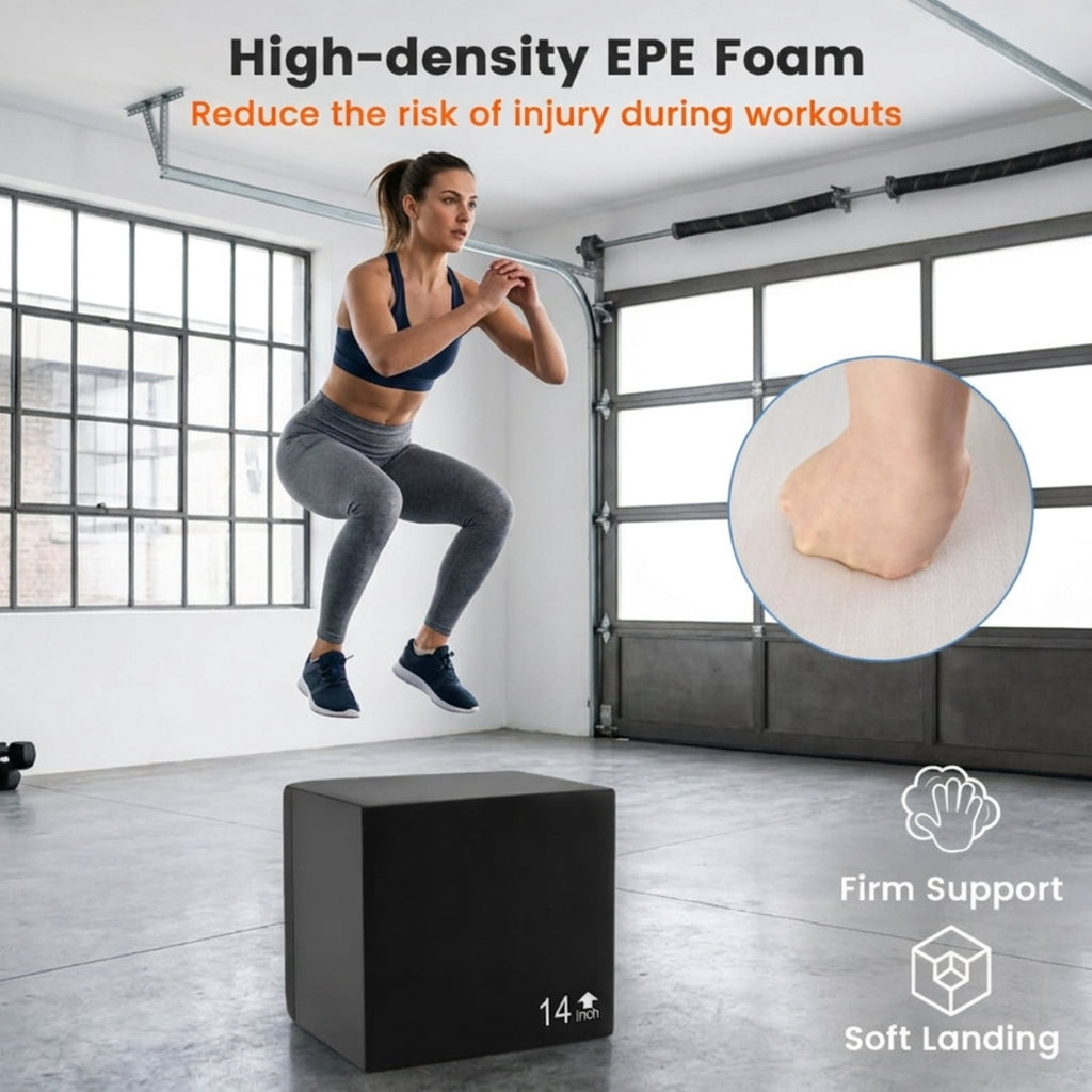 Airfind 3 in 1 Foam Plyometric Box with 3 Adjustable Heights and Non Slip PU Cover for Home Gym Jump Training and Plyo Box Workouts, Black