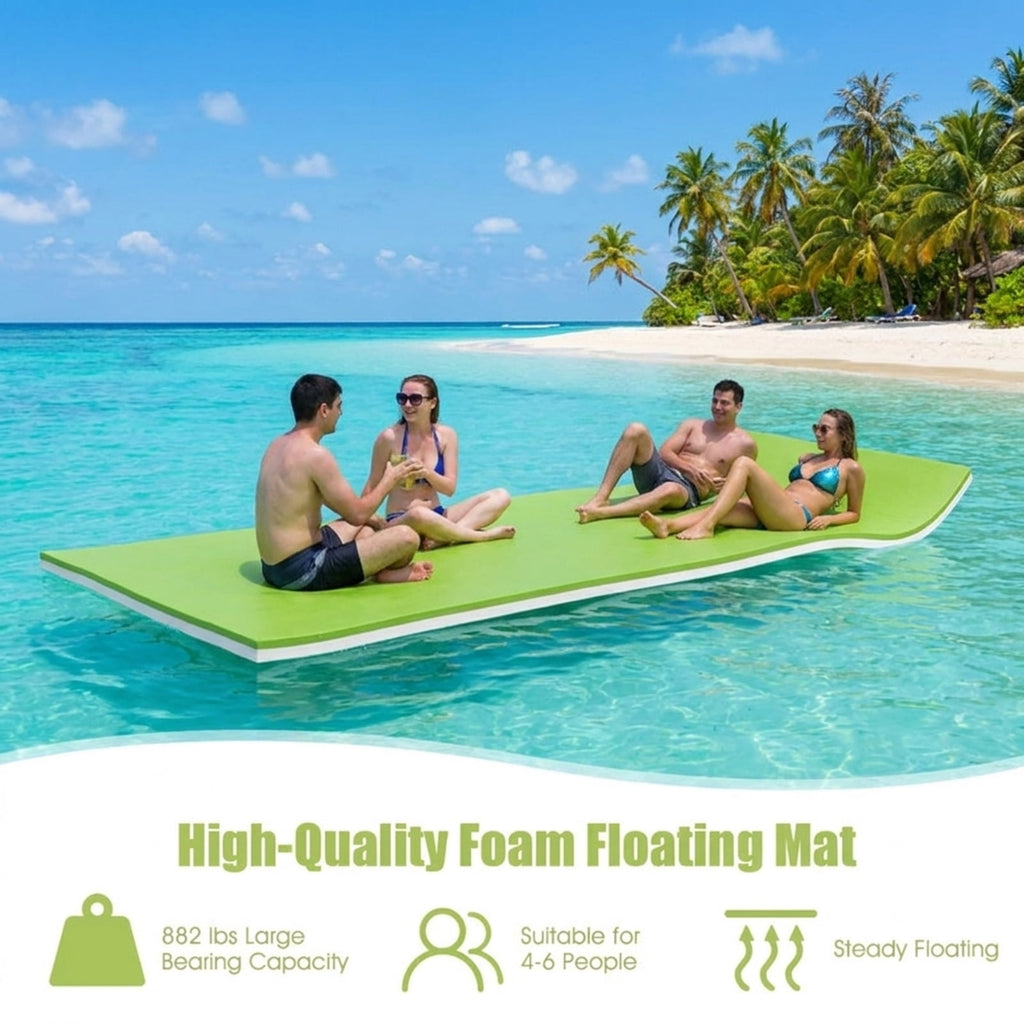 Airfind Oversized Inflatable Pool Float for Adults with Ultra-Soft Flocked Surface and Dual Air Chambers plus Patch Kit and Storage Bag for Lake and Swimming Pool Lounging, Green