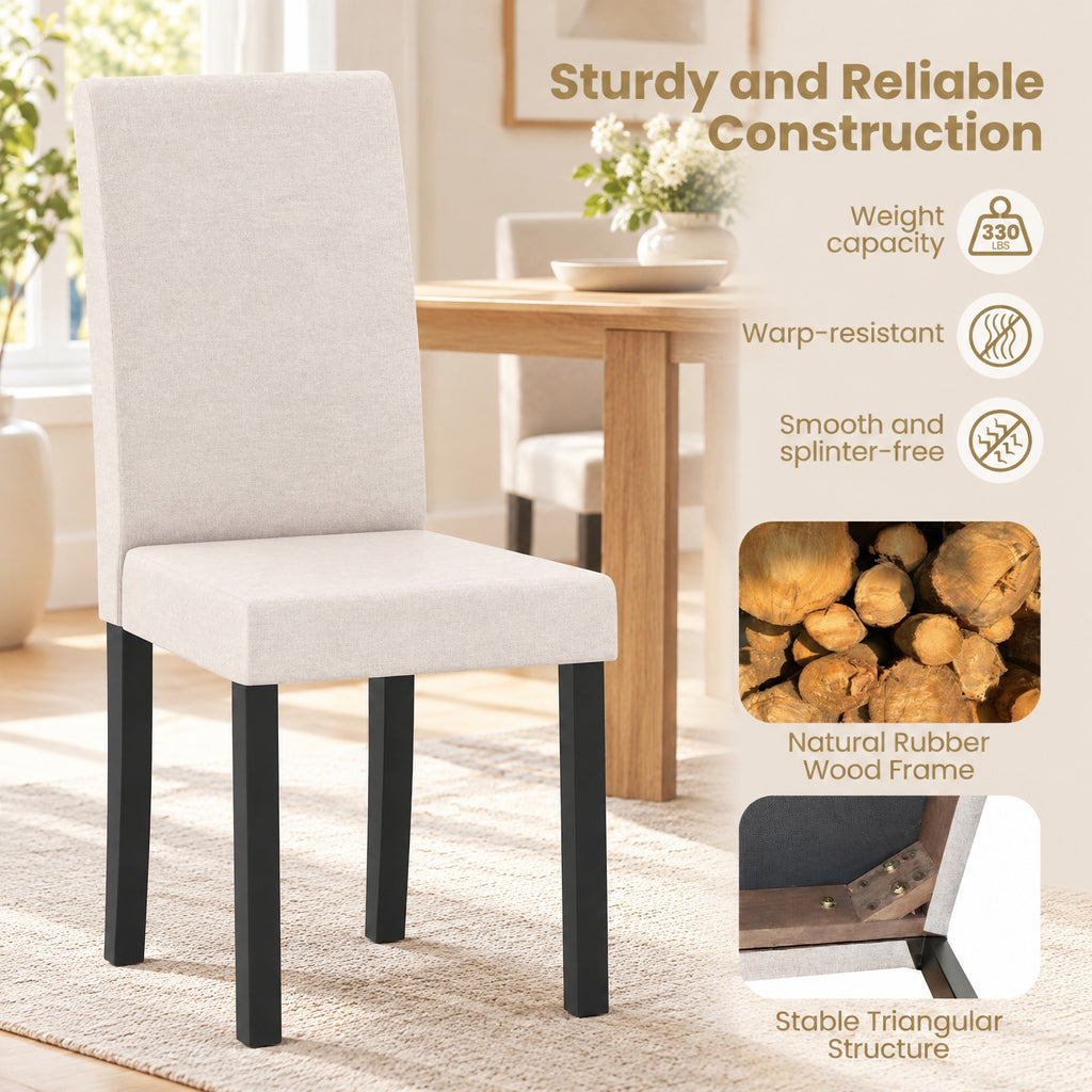 Airfind Set of 2 Dining Chair Mid-Century Modern Fabric Upholstered Parson Chairs, Chair 330 lbs Capacity, 17in x 22in x 35.5in Footprint, Beige