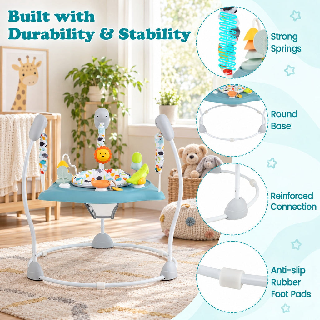 Airfind Child Jump and Play Activity Center with Rotatable Seat and Interactive Toys, 26.5 Lbs Capacity, Pp, for 7-15 Months Old, Blue