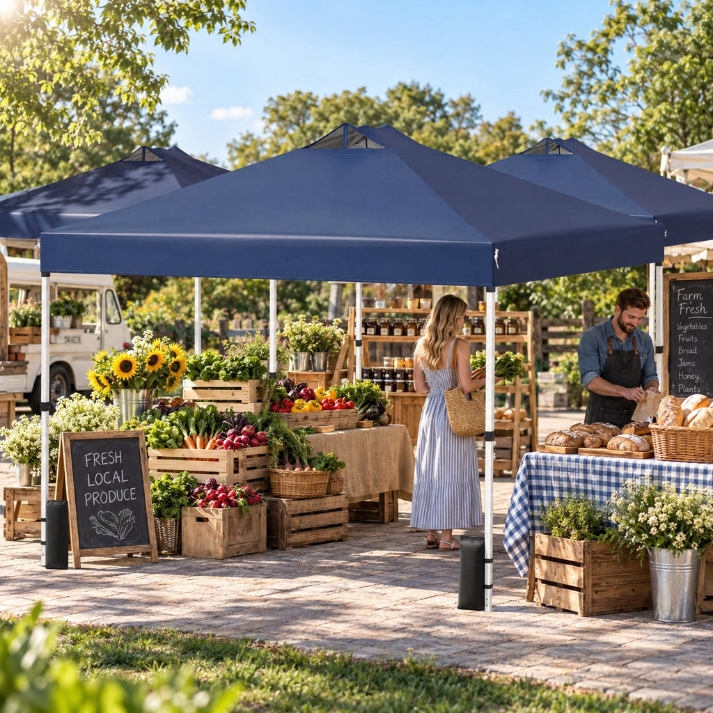 Airfind 10 x 10 Feet Outdoor Commercial Pop up Canopy Tent, 210D Oxford Fabric Metal Frame, 10 x 10 x 8.2-8.8 ft (L x W x H) 3 Footprint, Blue