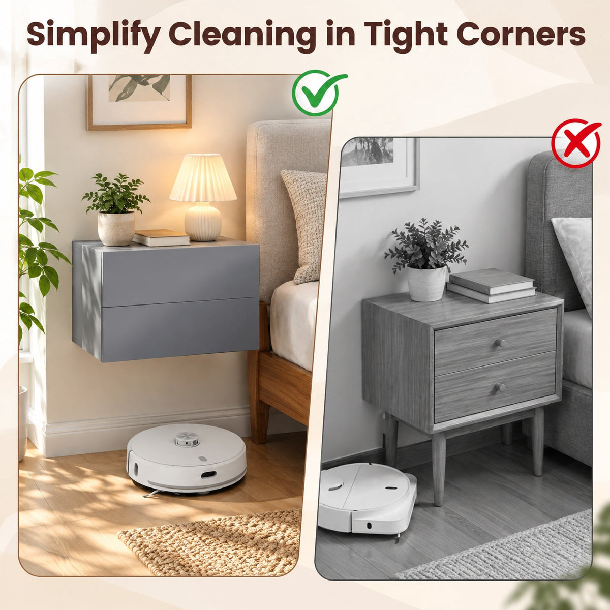 Airfind Floating Nightstand with 2 Storage Drawers Wall Mounted for Bedroom, 11 lbs Capacity, Engineered Wood Frame, 16.5in x 12in x 11.5in Footprint