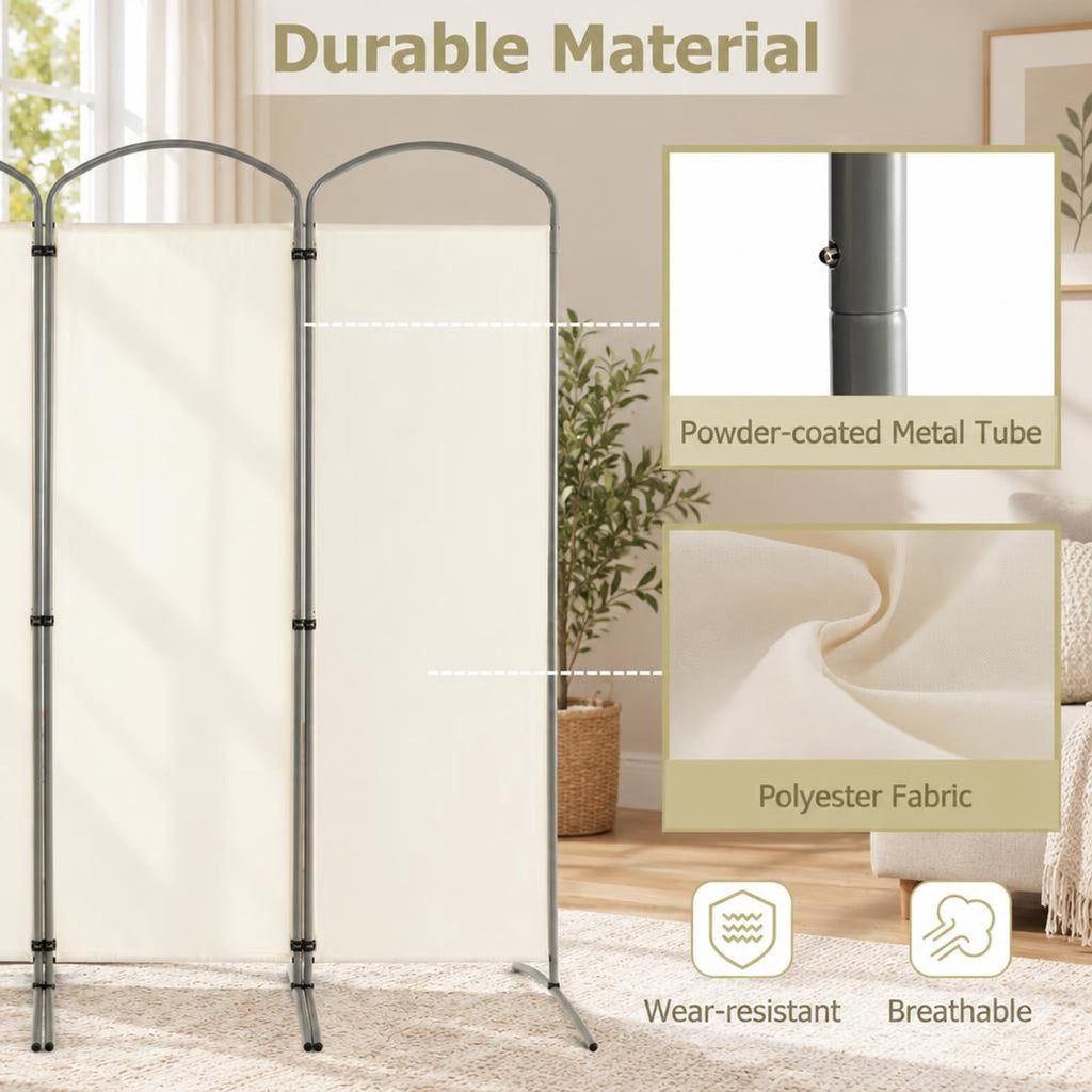 Airfind 6.2Ft Folding 4-Panel Room Divider for Home Office Living Room, Polyester Metal Frame, 87 x 20 x 74 Footprint, White