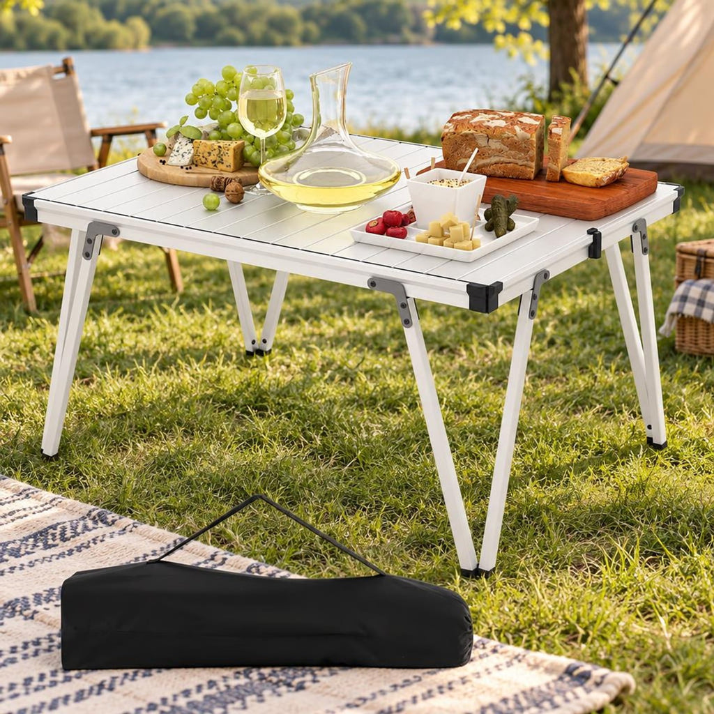 Airfind Folding Camping Table Picnic Table with Storage Bag and Waterproof Desktop, 176lbs Capacity, Aluminum PP Frame, 37 x 27 x 19 Footprint