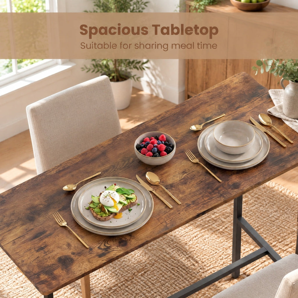 Airfind 3-Piece Industrial Bar Table Set with 2 Upholstered Stools and Footrests for Dining Room, 220 lbs Capacity, 40 × 16 × 36 Footprint, Brown