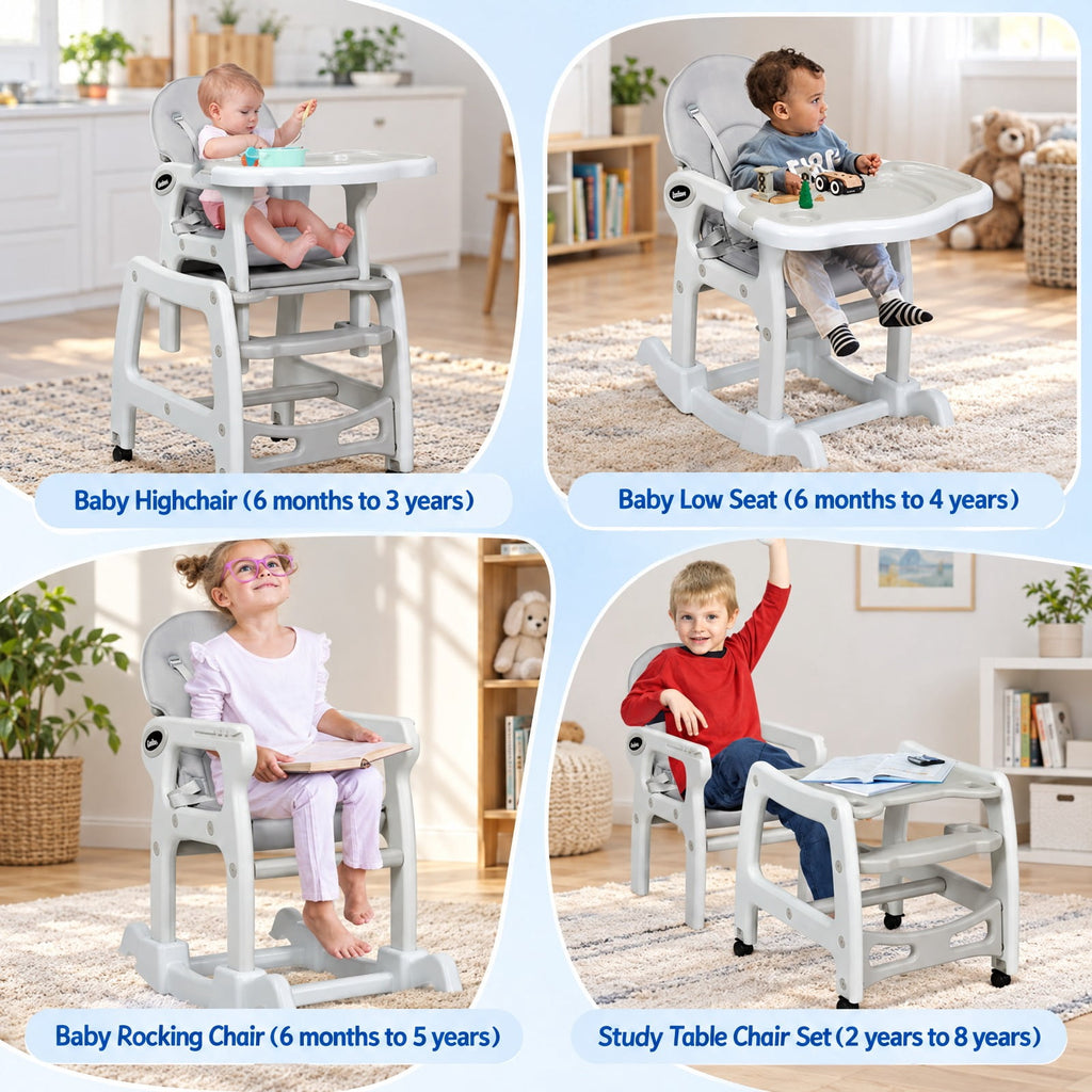 Airfind 3-in-1 Youth High Chair with Lockable Universal Wheels, 50 lbs Capacity, PP, Model BB5604GR, PP PE Sponge Construction, Unspecified