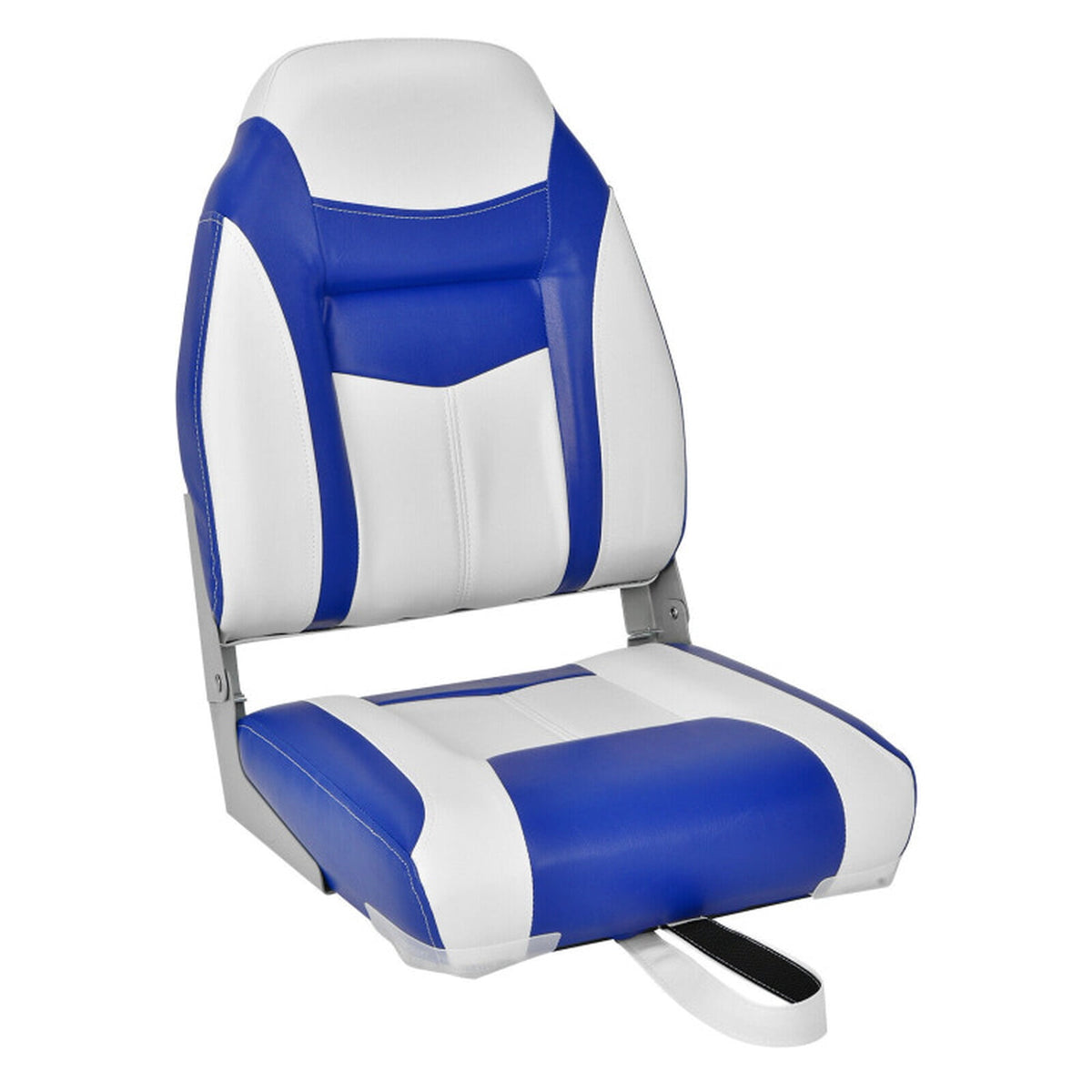Airfind Folding Boat Seats Set with High Back Ergonomic Support and Waterproof Padded Cushion for Fishing and Pontoon Boats, Blue