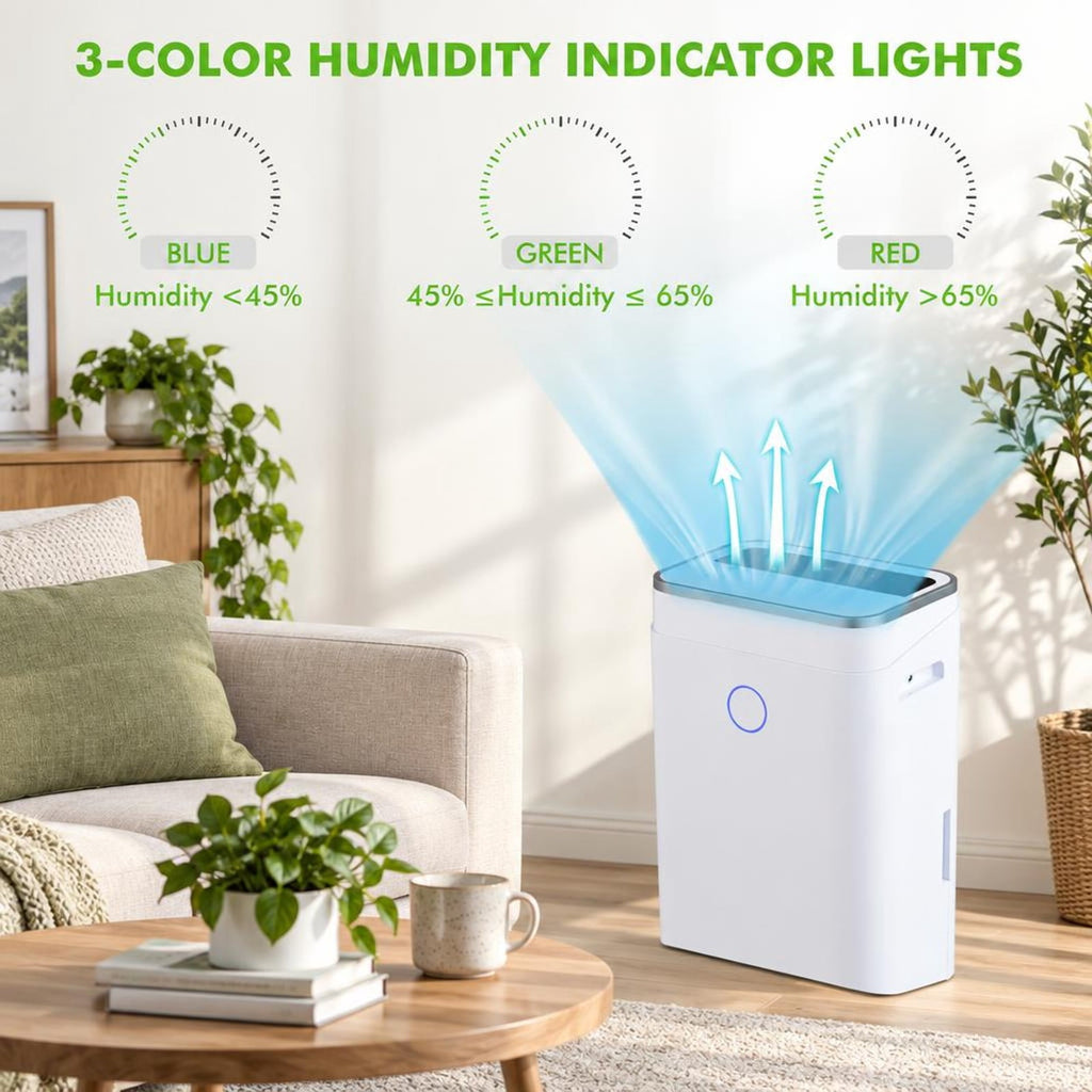 Airfind 60-Pint Dehumidifier for Home and Basements 4000 Sq. Ft with 3-Color Digital Display, ABS Frame, 13 x 9 x 22.5 Footprint, White