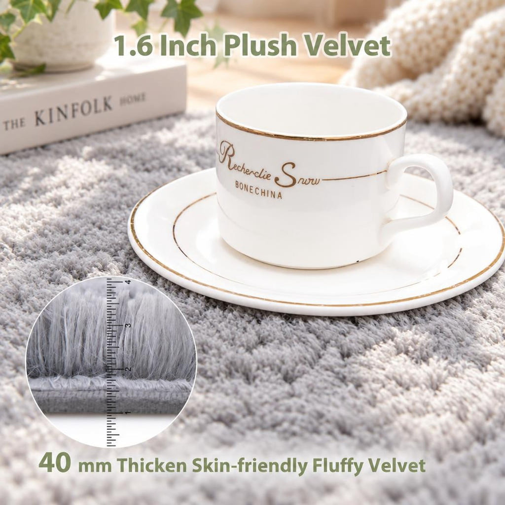 Airfind 4x6 Feet Modern Soft Shag Rug with Non-slip Grip Dots, Polyester Sponge, 4 FT X 6 FT for Convenient Everyday Use, Light Gray