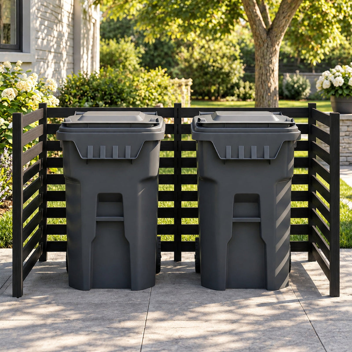 Airfind 4-Panel Wooden Outdoor Privacy Fence with Ground Stakes, Fir Wood Frame, Black, Product Dimensions of Each Screen 38.5 Inch