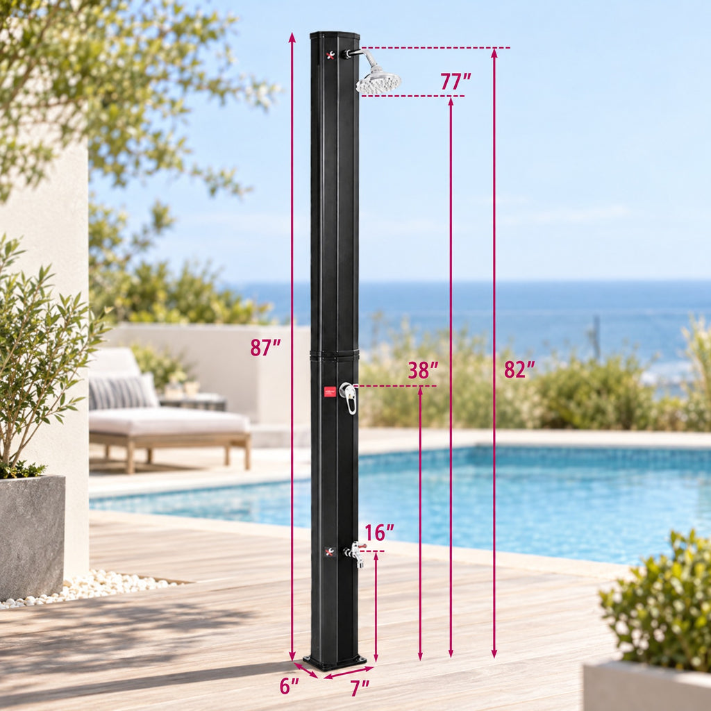 Airfind 7.2 Feet Adjustable Outdoor Solar Heating Shower Head, PVC Frame, Black, unique rotating shower head, No electricity or solar panels required