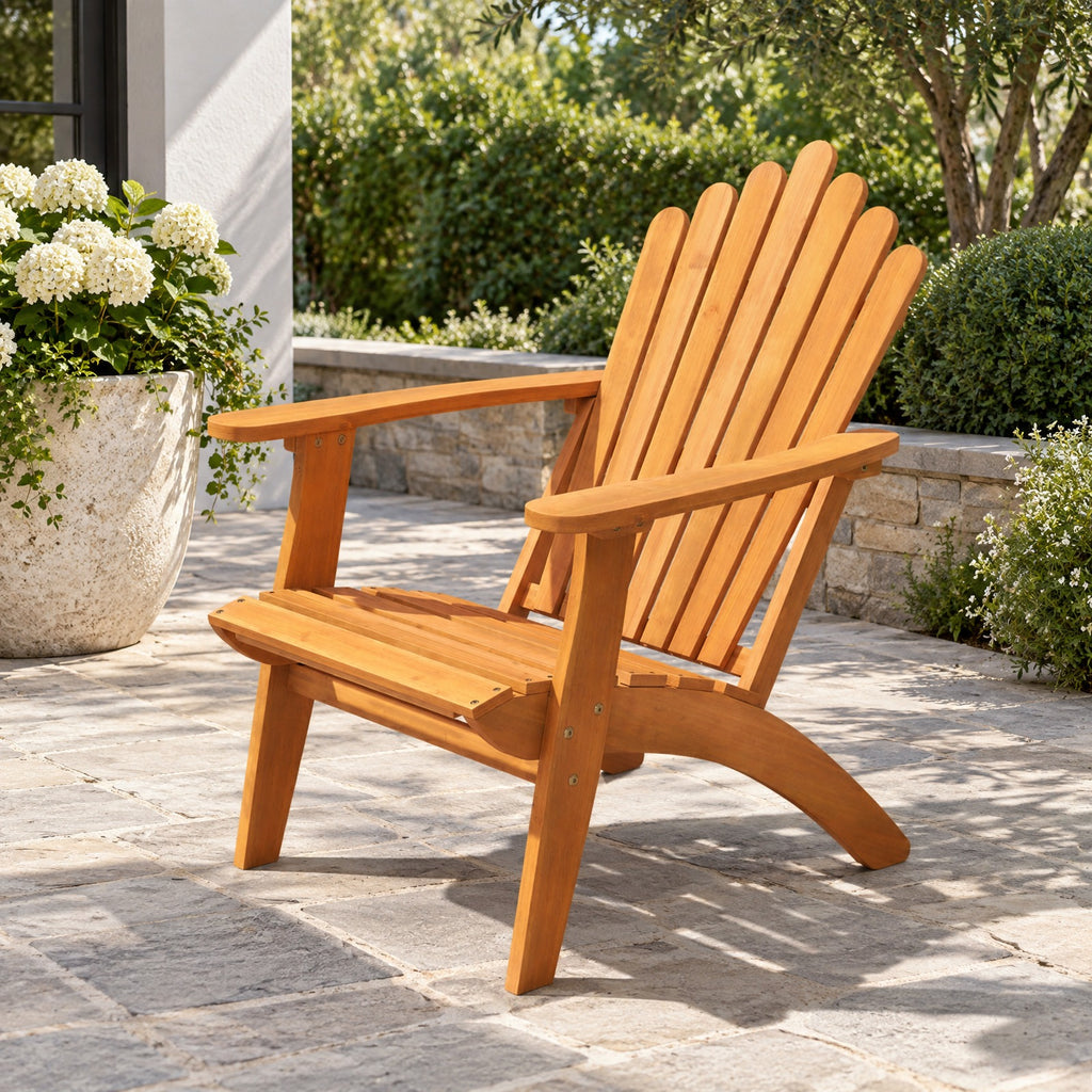 Airfind Acacia Wood Outdoor Patio Chair with 400 lbs Weight Capacity, 400 lbs Capacity, Acacia Wood Frame, 26.5 x 31.5 x 35 Footprint, Natural