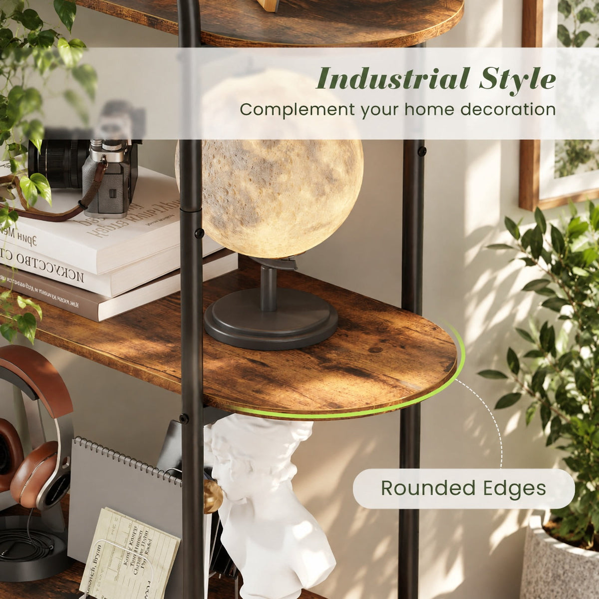Airfind 4-Tier Open Bookcase with Sturdy Metal Frame for Living Room, 33 lbs Capacity, Metal Engineered Wood Frame, 37.5 x 13.5 x 61.5 Footprint