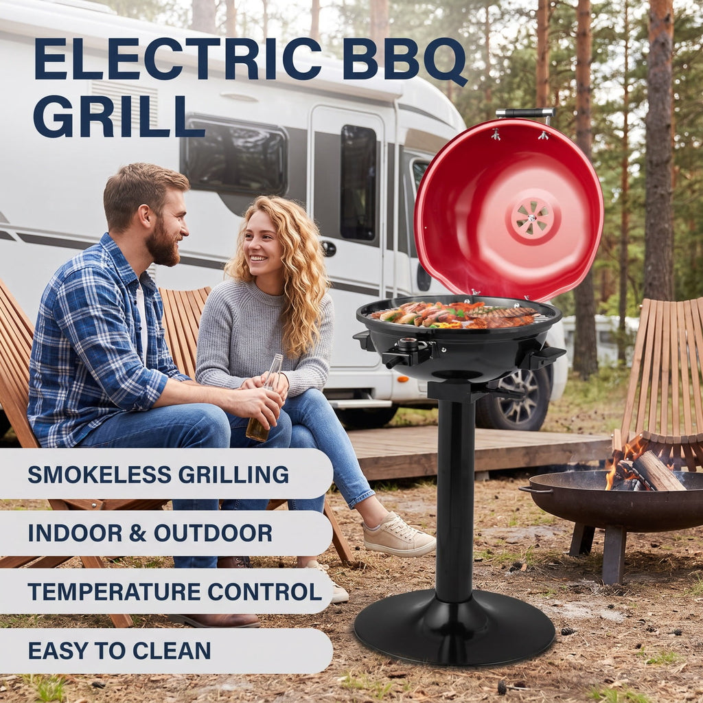 Airfind 1600W Portable Electric BBQ Grill with Removable Non-Stick Rack, Metal Stainless Steel, 20.5 Inch X 17.5 Inch X 32.5 Inch, Black