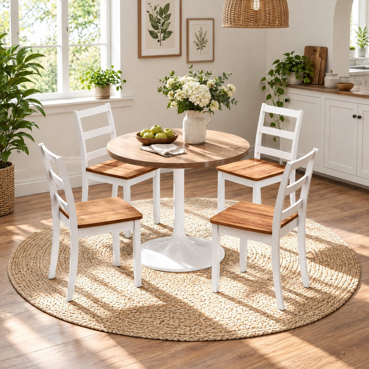 Airfind Set of 2 Wood Dining Chairs with Solid Rubber Wood Legs, 400 lbs Capacity, Rubber Wood MDF Plywood Frame, Wood