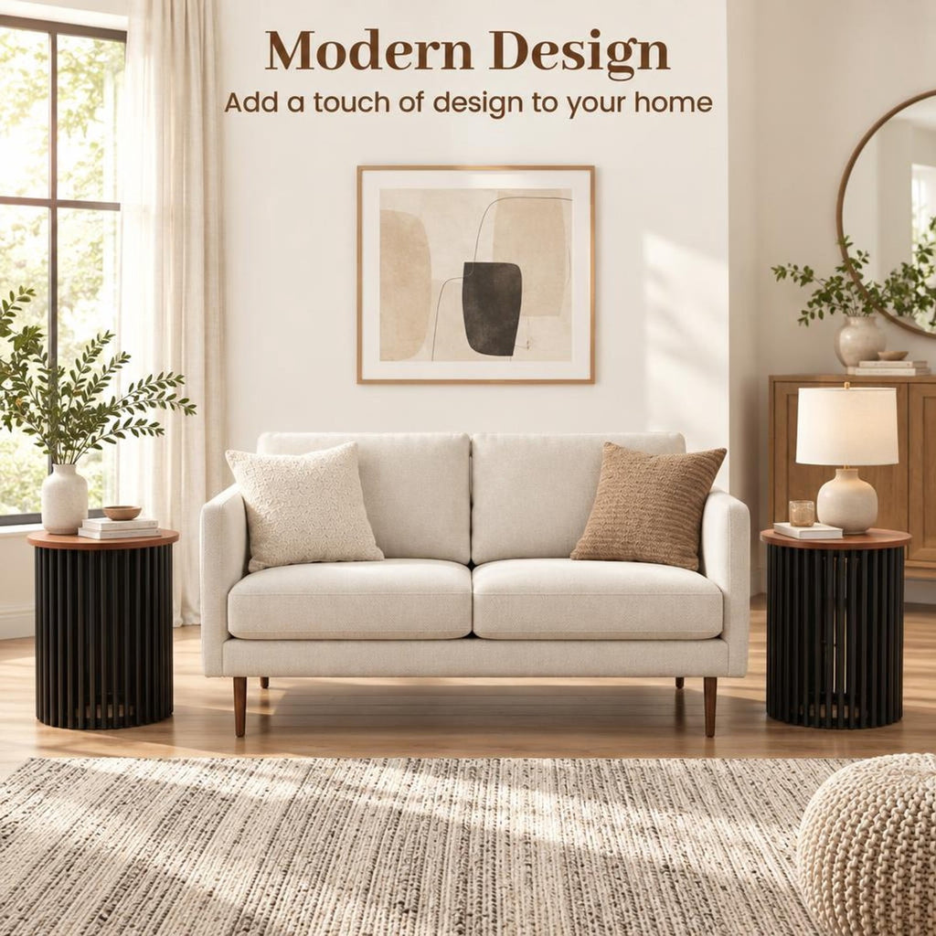 Airfind 1 Piece Elegant Wooden Round Coffee Table for Living Room and Home Office, 165 lbs Capacity, Acacia Wood Frame, 16 x 20.5 Footprint
