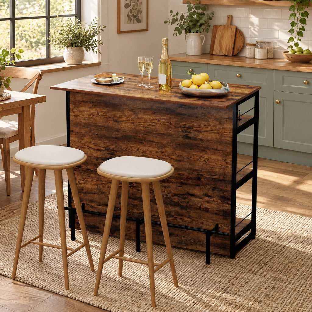 Airfind 4-Tier Mini Bar Kitchen Island with Footrest and Wine Rack, 44 lbs Capacity, Engineered Board Metal Frame, 47 Inch x 23.5 Inch x 40 Inch Footprint