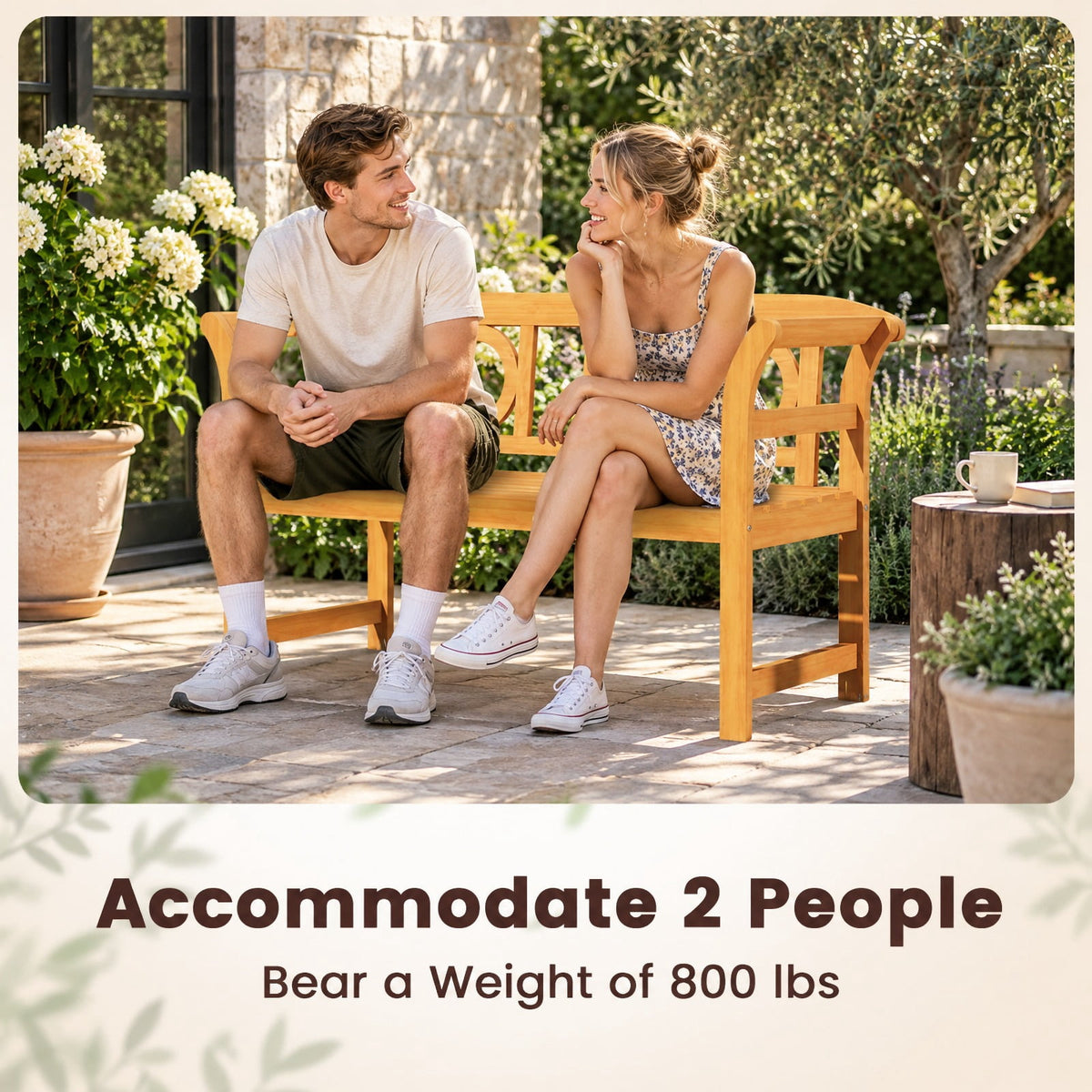 Airfind Acacia Wood 2, 800 lbs Capacity, Acacia Wood Frame, 47 × 20 × 31 Footprint, Wood, Reinforced crossbar for additional stability