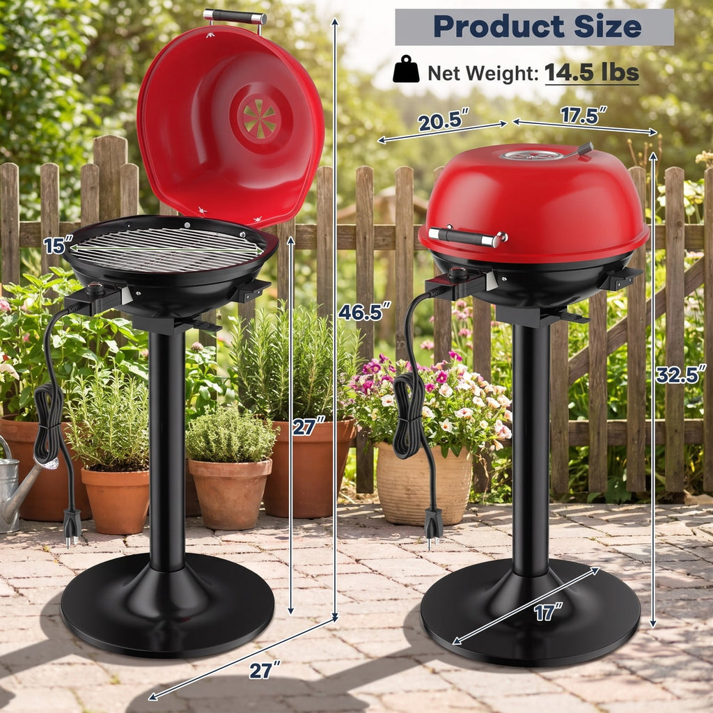 Airfind 1600W Portable Electric BBQ Grill with Removable Non-Stick Rack, Metal Stainless Steel, 20.5 Inch X 17.5 Inch X 32.5 Inch, Black