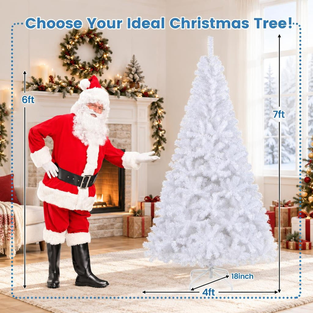 Airfind 7 ft White Artificial PVC Christmas Tree with Stand, PVC Frame, White, Made from brand new and high quality PVC