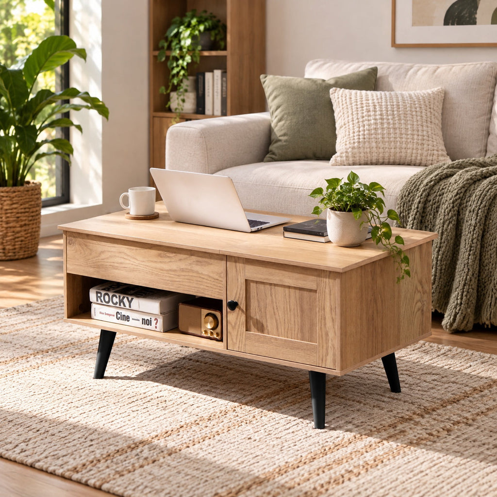 Airfind Lift Top Coffee Table with Storage and Hidden Compartment, 66 lbs Capacity, Engineered Wood MDF Frame, 39.5 x 19.5 x 18 Footprint