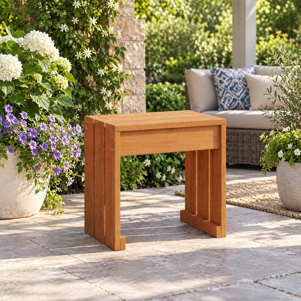 Airfind Multi-Use Solid Wood Backless Bench, Side Table and Plant Stand for Patio, Entryway, Living Room and Garden, 242 lbs Capacity, 18 Inch x 12 Inch x 17 Inch , Natural