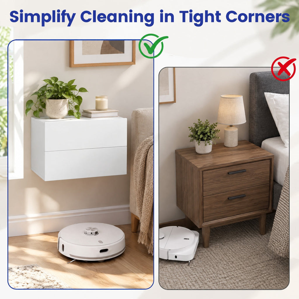 Airfind Floating Nightstand with 2 Storage Drawers Wall Mounted for Bedroom, White, Wide tabletop and 2 drawers keep bedtime essentials within reach
