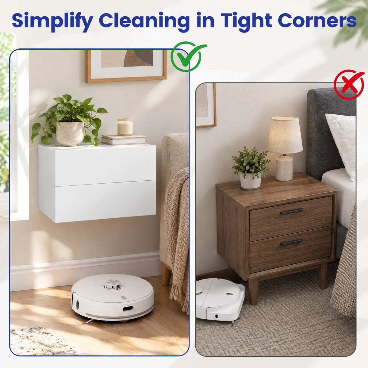 Airfind Floating Nightstand with 2 Storage Drawers Wall Mounted for Bedroom, White, Wide tabletop and 2 drawers keep bedtime essentials within reach