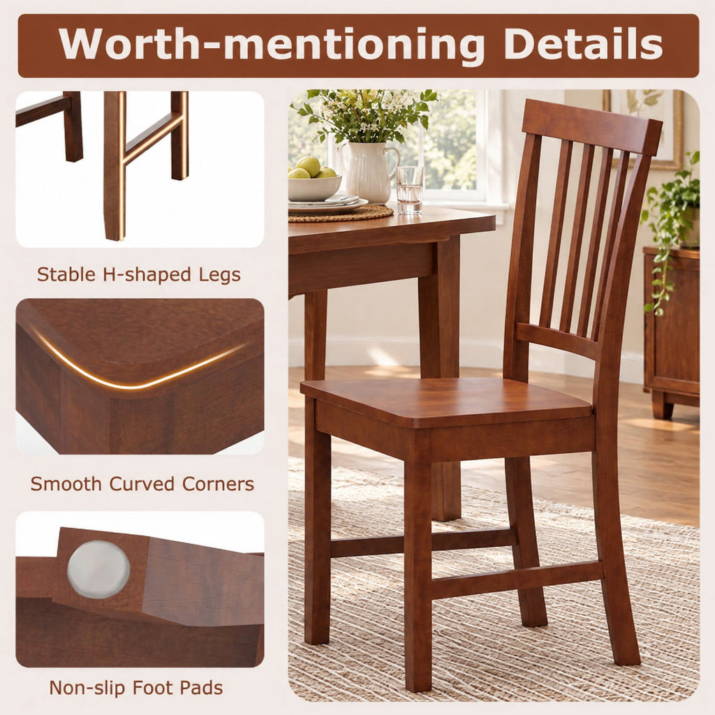 Airfind Set of 2 Dining Chairs with Solid Wooden Legs, 275 lbs Capacity, Rubber wood MDF Frame, 16 x 20 x 36 Footprint, Walnut