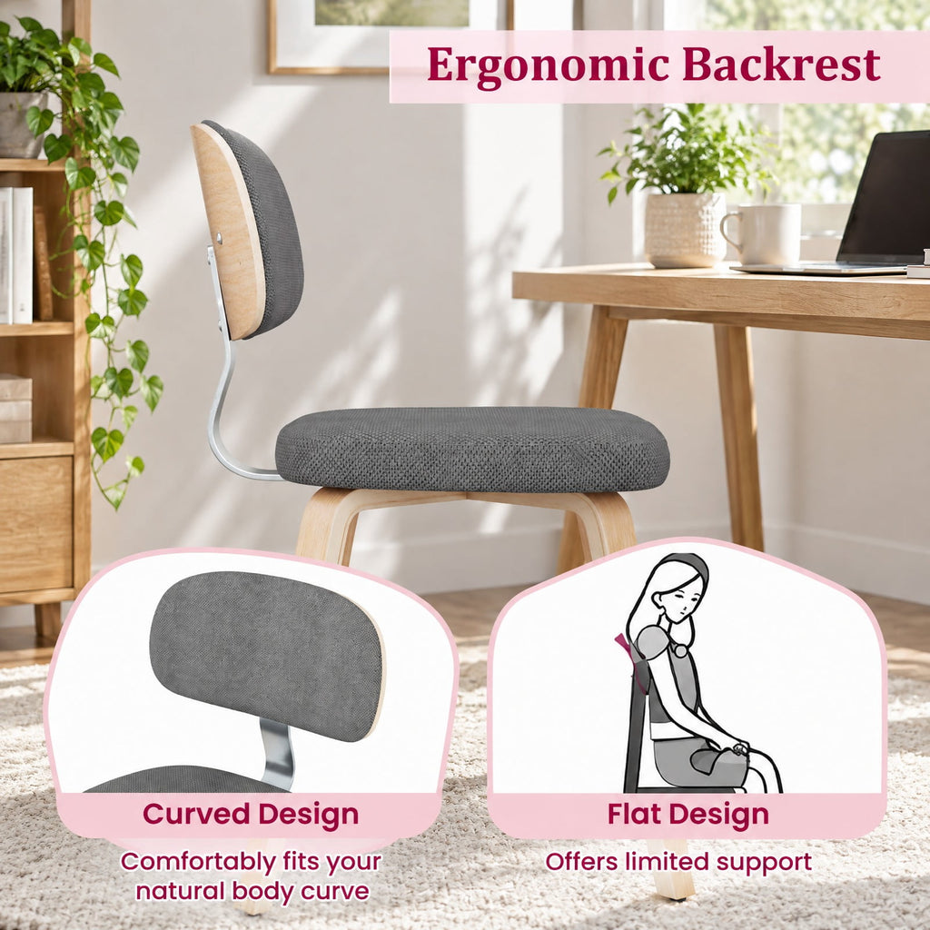Airfind Chenille Fabric Upholstered Wooden Kitchen Chairs Set of 4, Chenille Sponge Bentwood Metal Frame, 330 lbs Capacity, Gray
