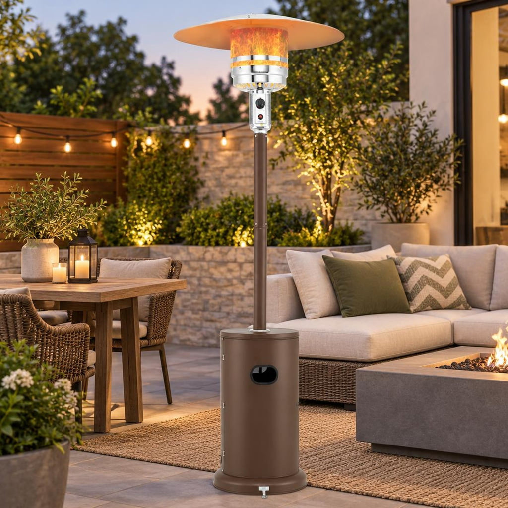 Airfind 50000 BTU Propane Patio Heater with Round Table Design, Aluminum 304 Stainless Steel Metal Frame, 32 x 87 Footprint, Brown
