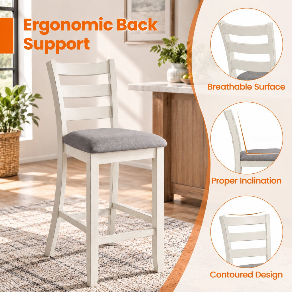 Airfind s Counter Height Chairs, 4 Piece, with Fabric Seat and Rubber Wood Legs, 353 lbs Capacity, Rubber wood linen fabric foam Frame, Beige