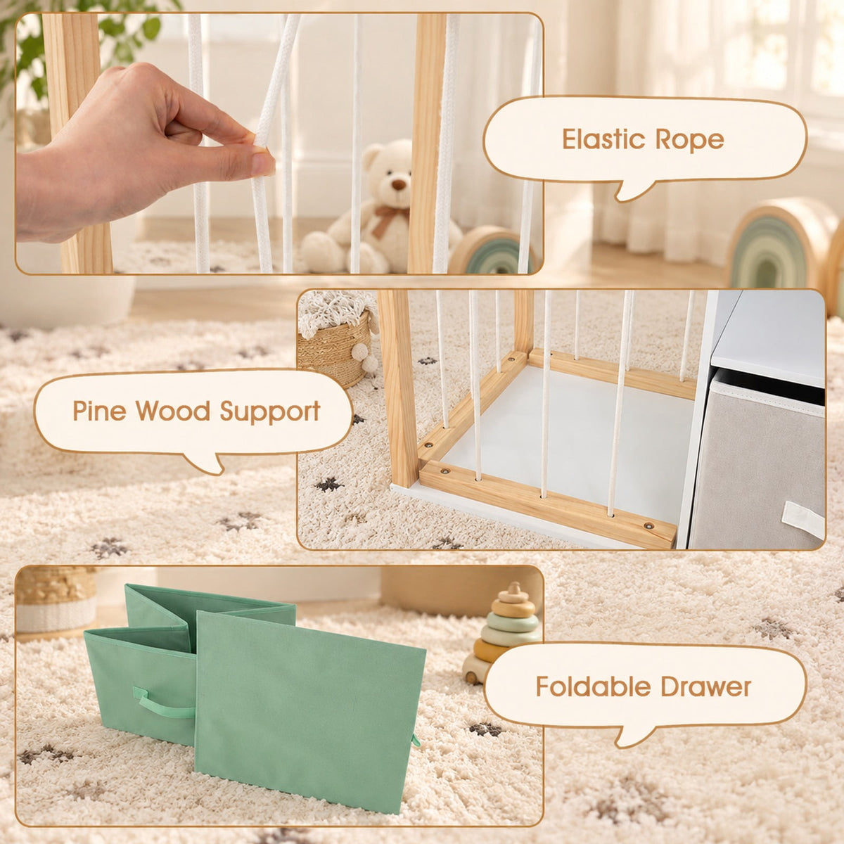 Airfind Toy Storage Organizer with Stuffed Animal Storage and Open Shelves, 35 lbs Capacity, Engineered Wood Pine Wood Cotton PP Frame, White
