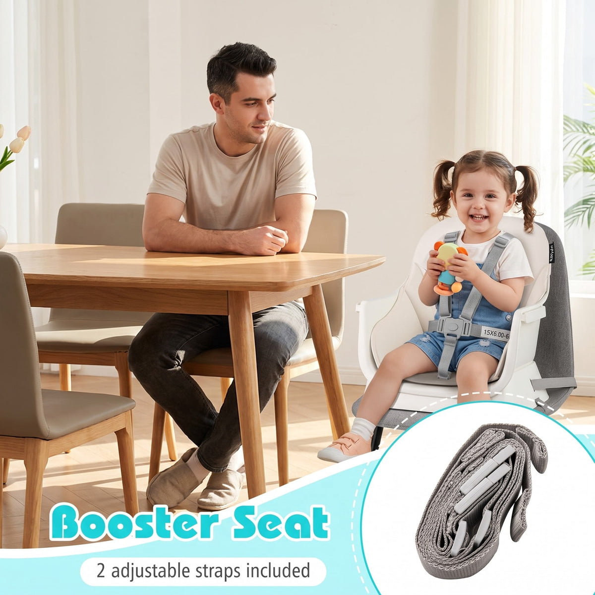 Airfind 16-in-1 Baby High Chair with Activity Center and Booster Seat for Babies and Toddlers, 44 lbs Capacity, Metal Frame, White