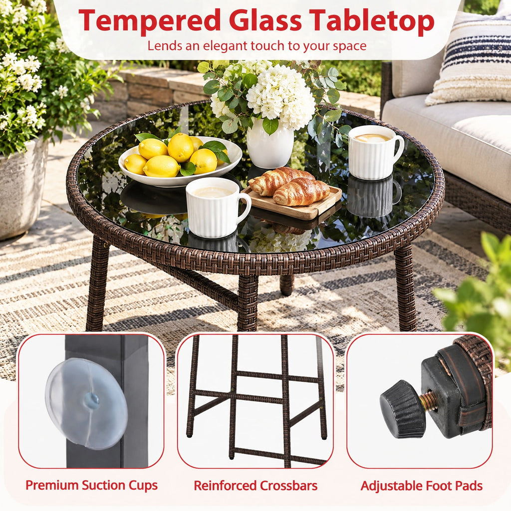 Airfind 3 Pieces Outdoor Swivel Bar Set PE Rattan Bar Height Table with 2 Chairs, PE Rattan Metal Tempered Glass Polyester Sponge Frame, White