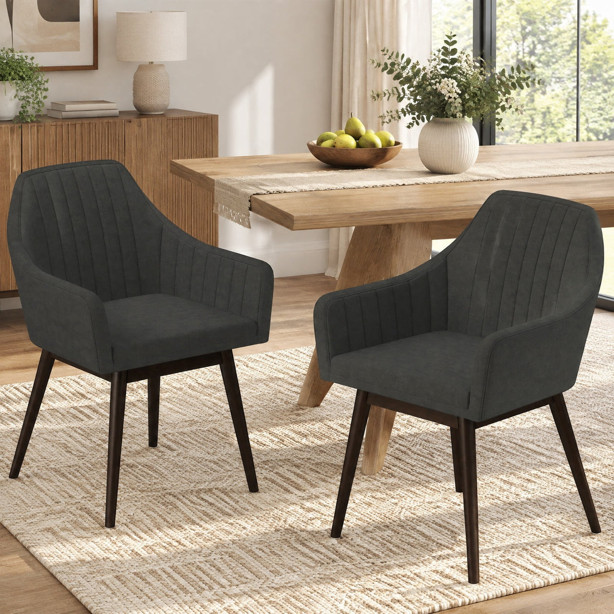Airfind Dining Chairs Set of 2 Upholstered Accent Chairs with Comfy Padded Backrest and Seat, 286 lbs Capacity, Black