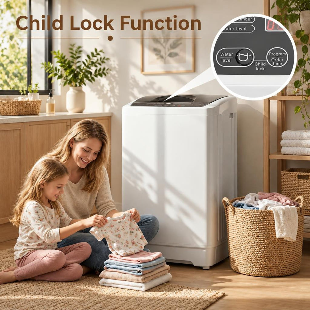 Airfind 9.93 lbs Full Automatic Washing Machine with 8 Preset Programs, Stainless Steel PP Frame, White