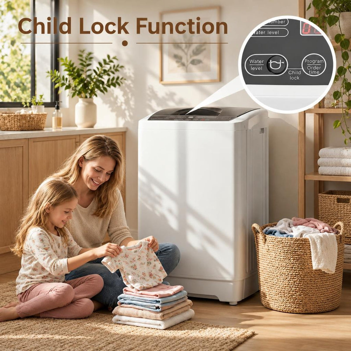 Airfind 9.93 lbs Full Automatic Washing Machine with 8 Preset Programs, Stainless Steel PP Frame, White