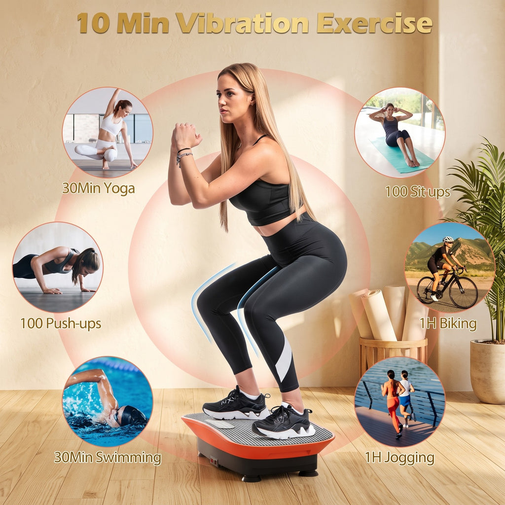 Airfind Vibration Plate Exercise Machine for Weight Loss and Lymphatic Drainage, 10 Speed Whole Body Vibration Platform with LED Display and Hands-Free Remote, Orange