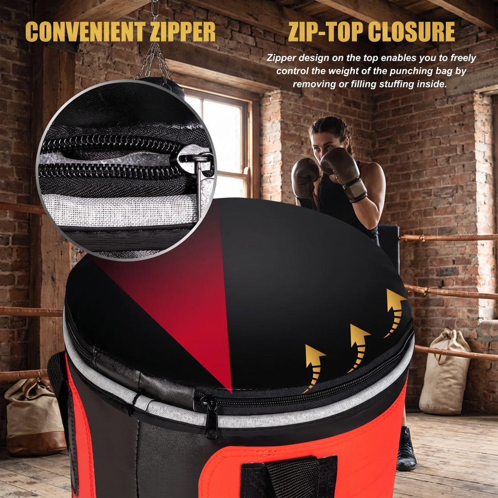 Airfind 56 Pound Filled Hanging Punching Bag Set for Adults with Hand Wraps and Boxing Gloves for Home Boxing Training, Black