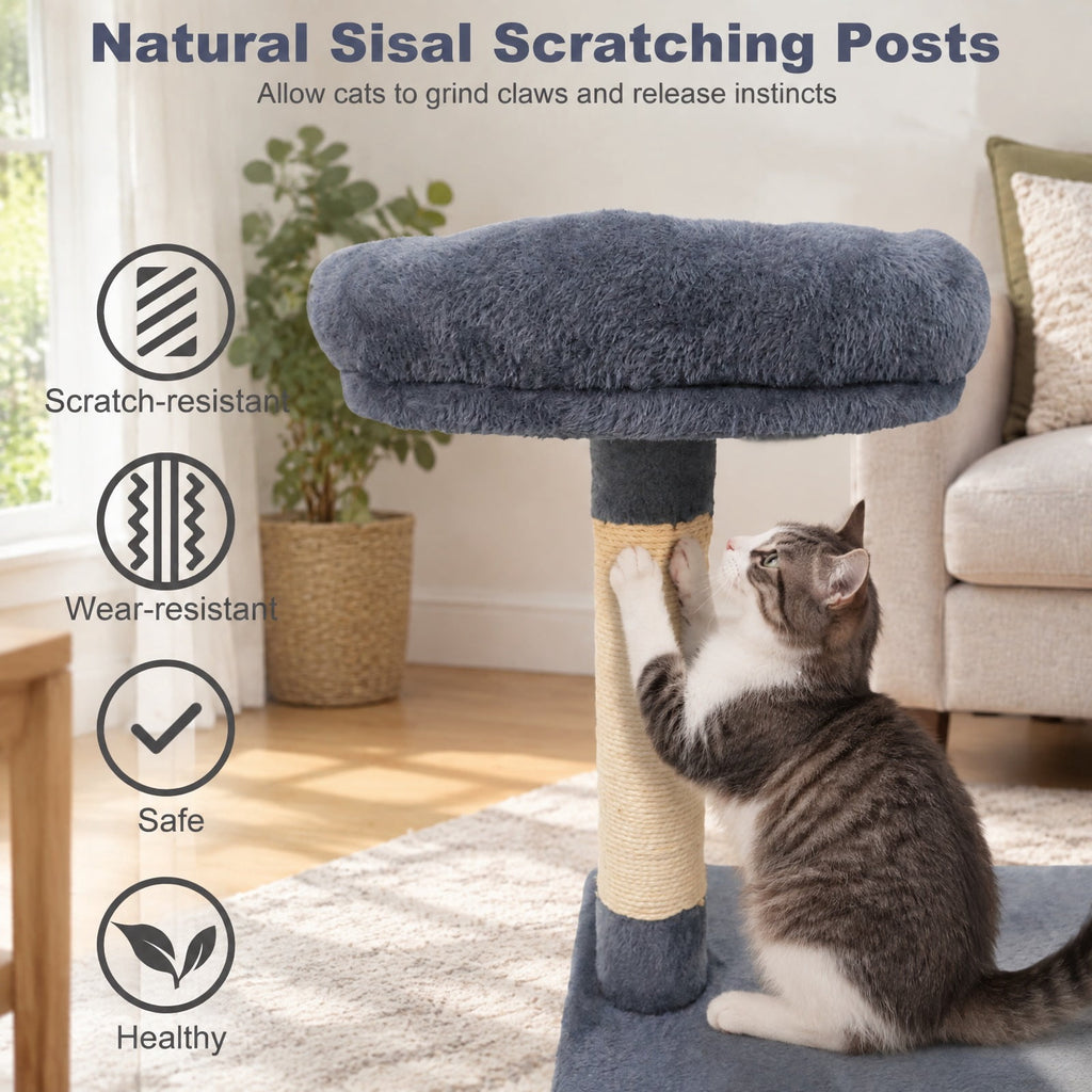 Airfind 48 Inches Tall Cat Tree Multi-Level Kitten Tower with Large Condo Padded Top Perch, Engineered Board Plush Sponge Jute Frame, Grey