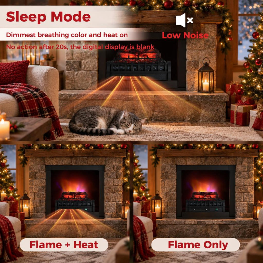 Airfind 23 Inch Infrared Quartz Electric Fireplace Pinewood Log Heater with Adjustable Flame, Metal ABS Resin Frame, Black