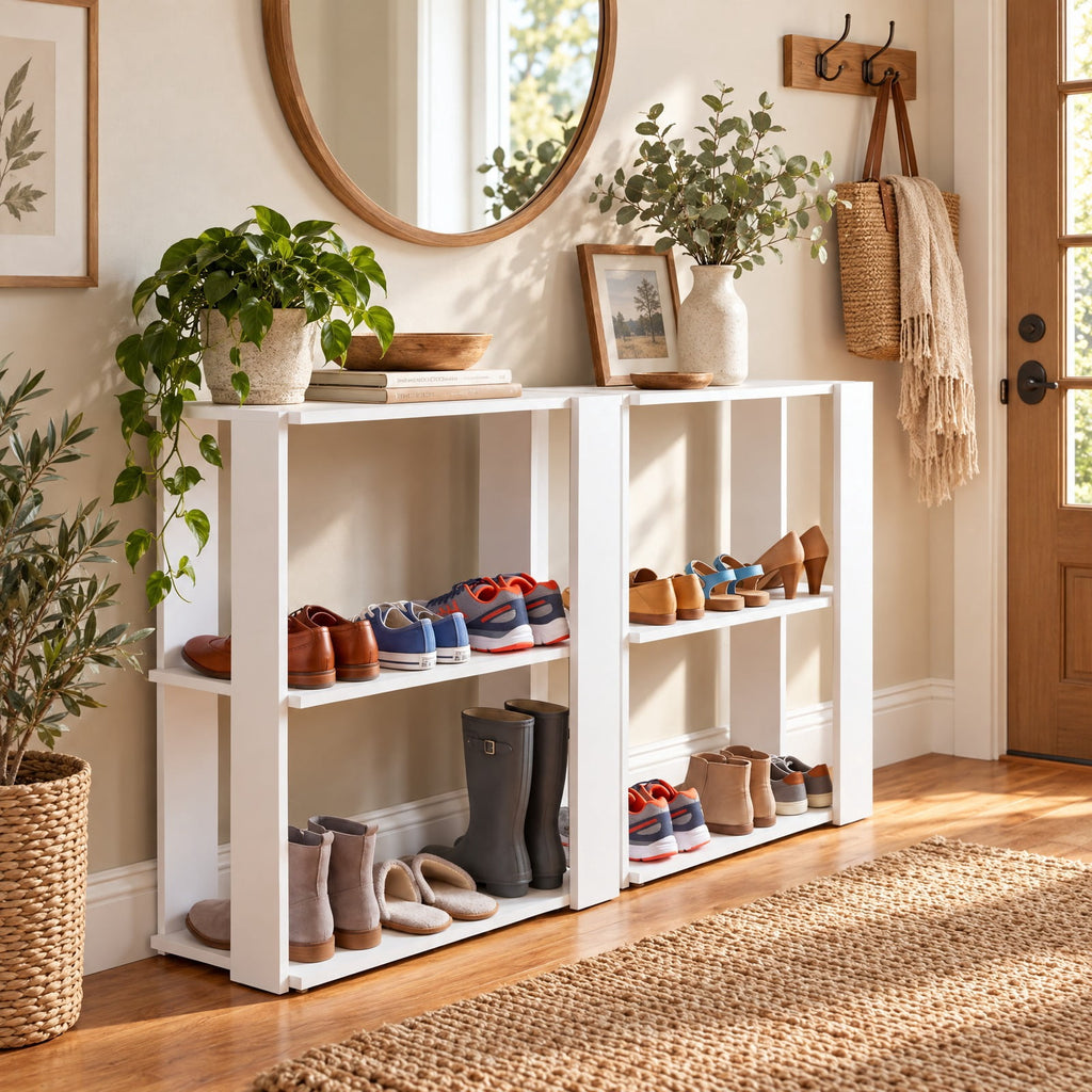 Airfind 3, Tier Shoe Rack Modern Shoe Organizer with Stackable Design, White, Add more units to create a customized storage solution that grows