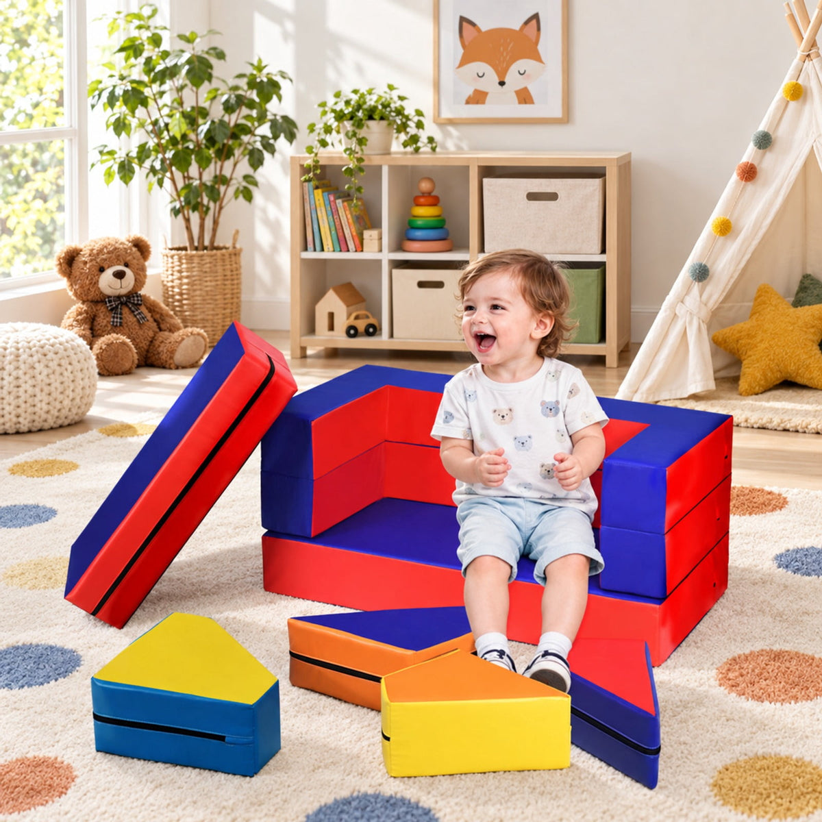 Airfind 8 Pieces 4-in-1 Crawl Climb Foam Shapes Youth Youth Playset, PU Epe, 59 Inch X 39.5 Inch X 6 Inch, Multicolor for Home, Patio and Everyday, Multicolor