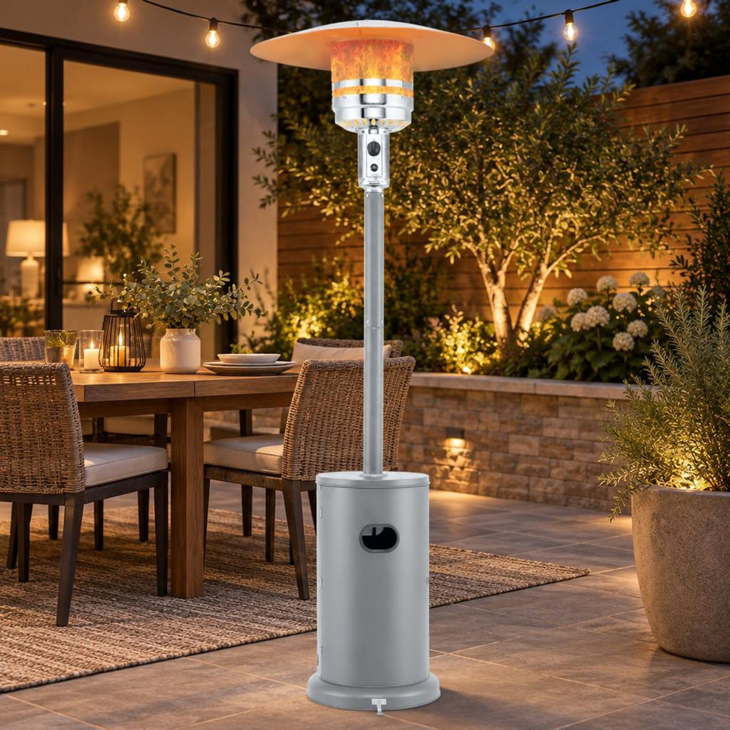 Airfind 50000 BTU Propane Patio Heater with Round Table Design, Aluminum 304 Stainless Steel Metal Frame, 32 x 87 Footprint, Gray