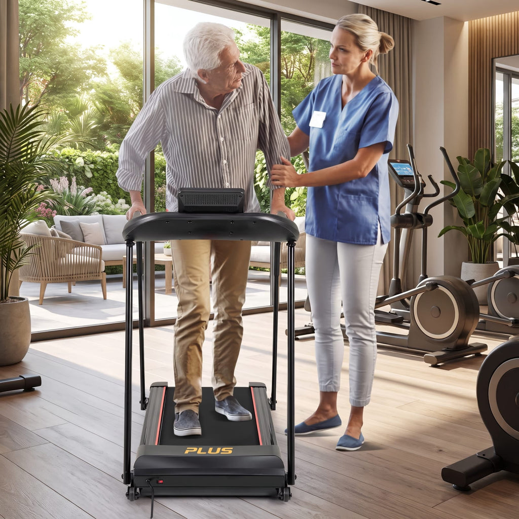 Airfind 2.5 HP Walking Treadmill with Long Handrails and 15 Preset Programs for Seniors Home Gym Low Impact Cardio, Black