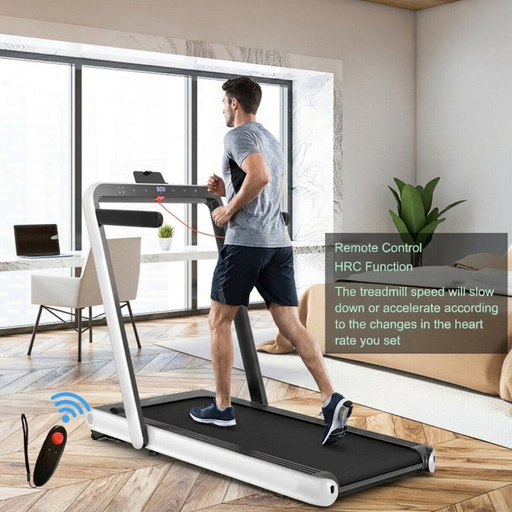 Airfind 4.75HP 2-in-1 Walk-to-Run Folding Treadmill with APP Sync, White