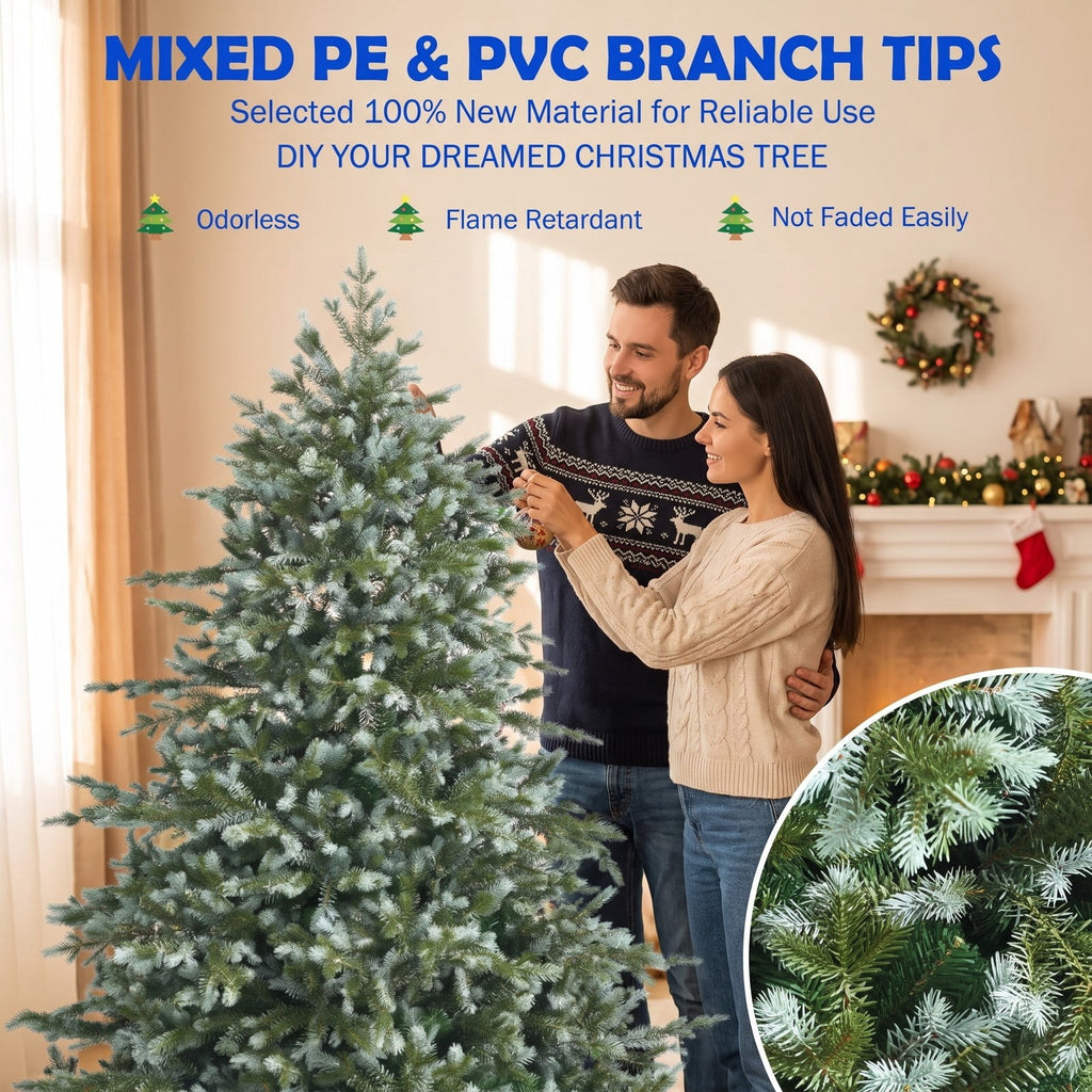 Airfind 6 Feet Artificial Christmas Spruce Hinged Tree, New PVC New PE metal Frame, 4.6 x 6 Footprint, Green