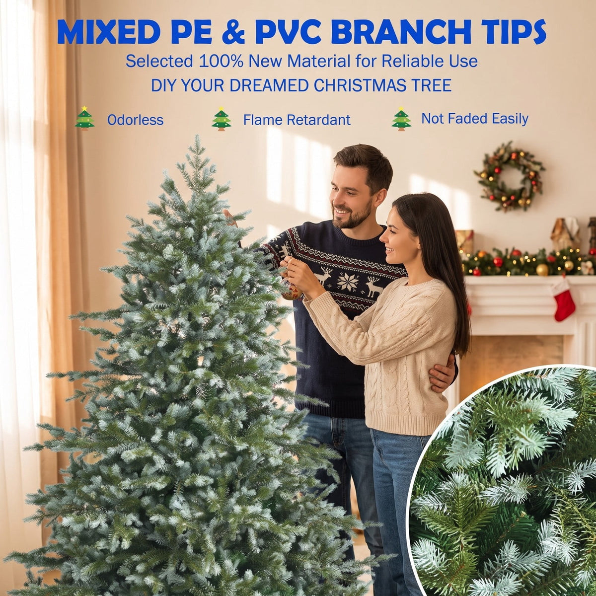 Airfind 6 Feet Artificial Christmas Spruce Hinged Tree, New PVC New PE metal Frame, 4.6 x 6 Footprint, Green